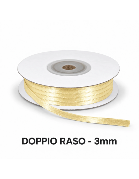 Nastro Doppio Raso 3 mm x 50 m - Avorio - vista bobina