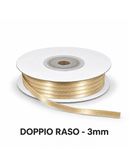 Nastro Doppio Raso 3 mm x 50 m - Nocciola - vista bobina