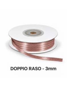 Nastro Doppio Raso 3 mm x 50 m - Marrone Scuro - vista bobina