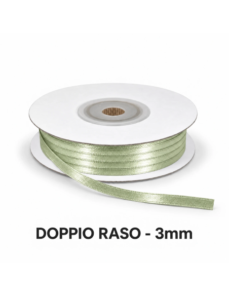 Nastro Doppio Raso 3 mm x 50 m - Verde Chiaro - vista bobina