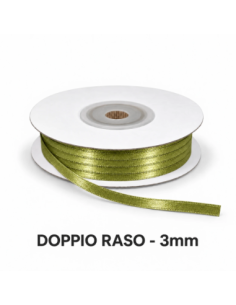 Nastro Doppio Raso 3 mm x 50 m - Verde Medio - vista bobina
