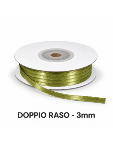 Nastro Doppio Raso 3 mm x 50 m - Verde Medio - vista bobina