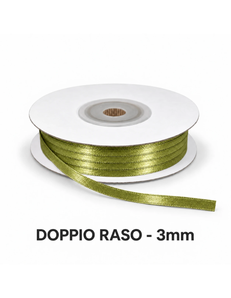 Nastro Doppio Raso 3 mm x 50 m - Verde Medio - vista bobina