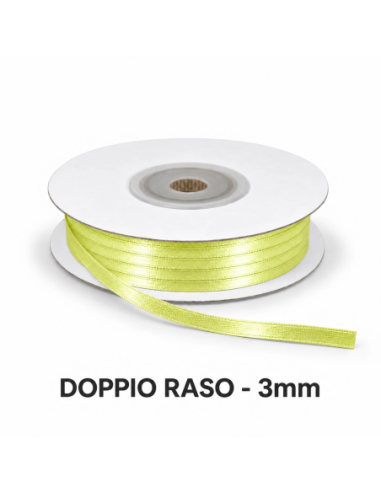 Nastro Doppio Raso 3 mm x 50 m - Giallo - vista bobina