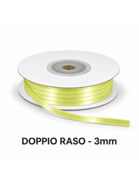 Nastro Doppio Raso 3 mm x 50 m - Giallo - vista bobina