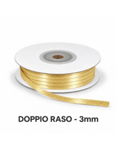 Nastro Doppio Raso 3 mm x 50 m - Crema Caldo - vista bobina