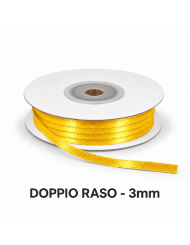 Nastro Doppio Raso 3 mm x 50 m - Giallo Intenso - vista bobina
