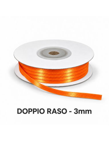 Nastro Doppio Raso 3 mm x 50 m - Arancio Caldo - vista bobina