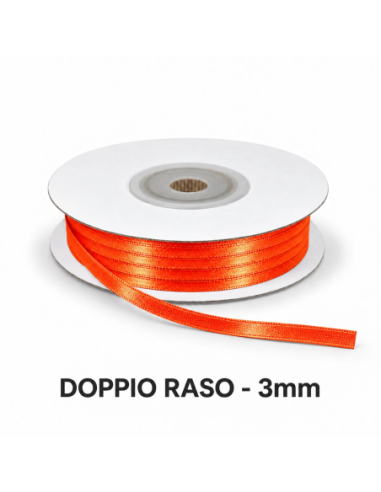 Nastro Doppio Raso 3 mm x 50 m - Arancio Brillante - vista bobina