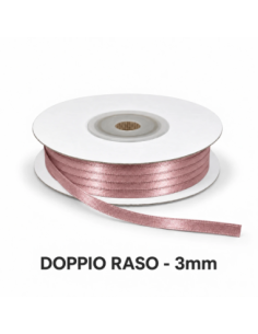 Nastro Doppio Raso 3 mm x 50 m - Rosa Antico - vista bobina