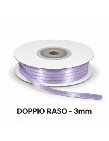 Nastro Doppio Raso 3 mm x 50 m - Lilla - vista bobina