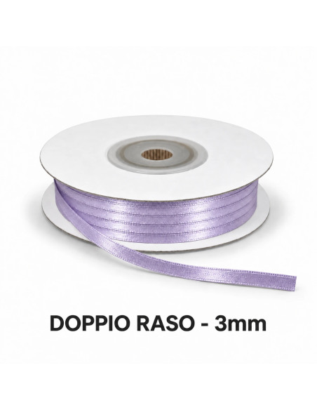 Nastro Doppio Raso 3 mm x 50 m - Lilla - vista bobina