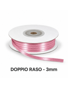 Nastro Doppio Raso 3 mm x 50 m - Fuxia - vista bobina
