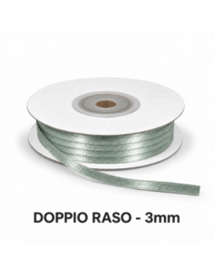 Nastro Doppio Raso 3 mm x 50 m - Argento - vista bobina