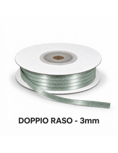 Nastro Doppio Raso 3 mm x 50 m - Argento - vista bobina