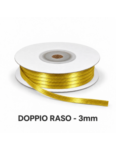 Nastro Doppio Raso 3 mm x 50 m - Oro - vista bobina