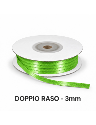 Nastro Doppio Raso 3 mm x 50 m - Verde Napoli - vista bobina