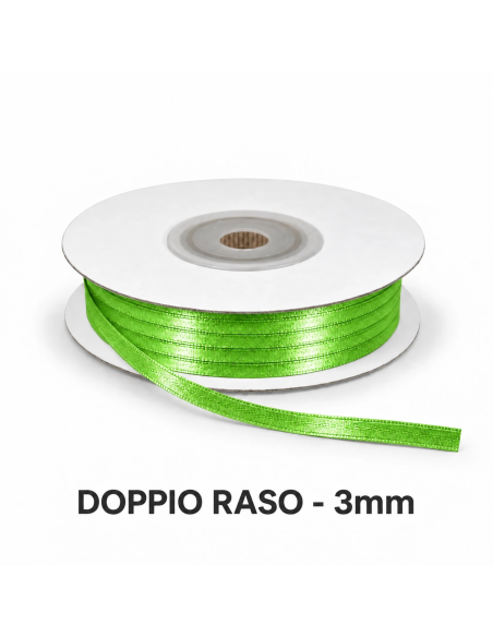 Nastro Doppio Raso 3 mm x 50 m - Verde Napoli - vista bobina