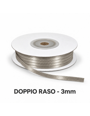 Nastro Doppio Raso 3 mm x 50 m - Fango - vista bobina