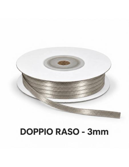 Nastro Doppio Raso 3 mm x 50 m - Fango - vista bobina