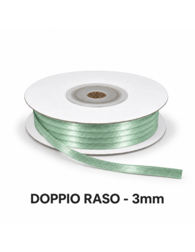 Nastro Doppio Raso 3 mm x 50 m - Verde Vita - vista bobina