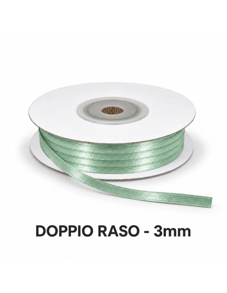Nastro Doppio Raso 3 mm x 50 m - Verde Vita - vista bobina