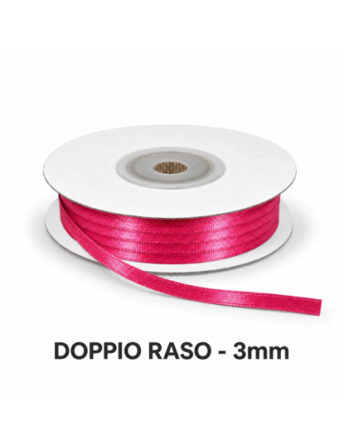 Nastro Doppio Raso 3 mm x 50 m - Fragola - vista bobina