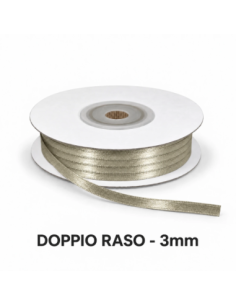 Nastro Doppio Raso 3 mm x 50 m - Tortora - vista bobina