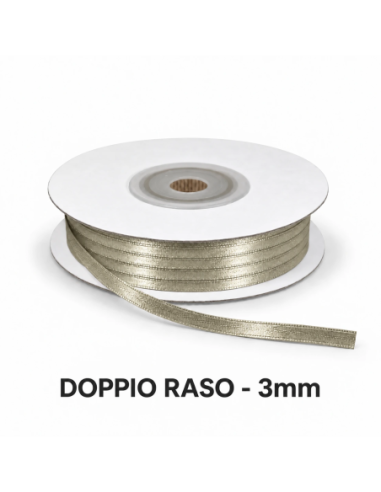 Nastro Doppio Raso 3 mm x 50 m - Tortora - vista bobina