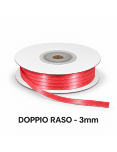 Nastro Doppio Raso 3 mm x 50 m - Corallo - vista bobina