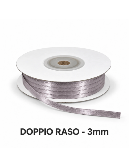 Nastro Doppio Raso 3 mm x 50 m - Cipria - vista bobina