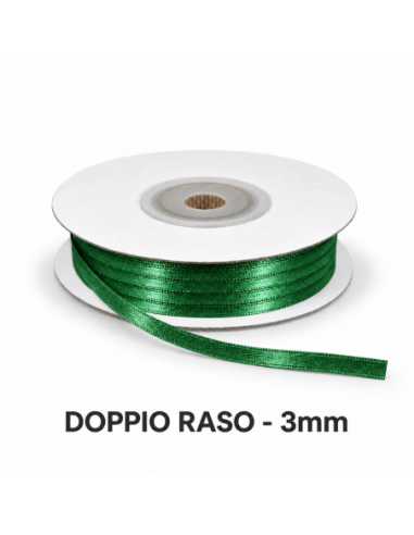 Nastro Doppio Raso 3 mm x 50 m - Verde Smeraldo - vista bobina
