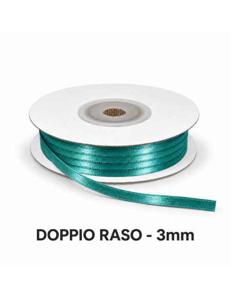Nastro Doppio Raso 3 mm x 50 m - Ottanio - vista bobina