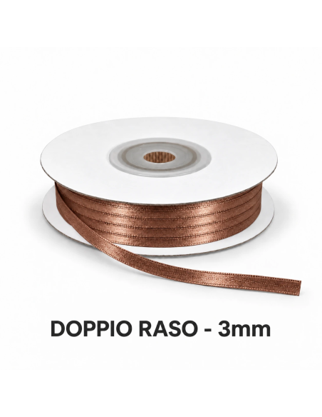 Nastro Doppio Raso 3 mm x 50 m - Mocha Mousse - vista bobina