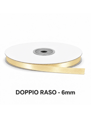 Nastro Doppio Raso 6 mm x 50 m - Avorio - vista bobina