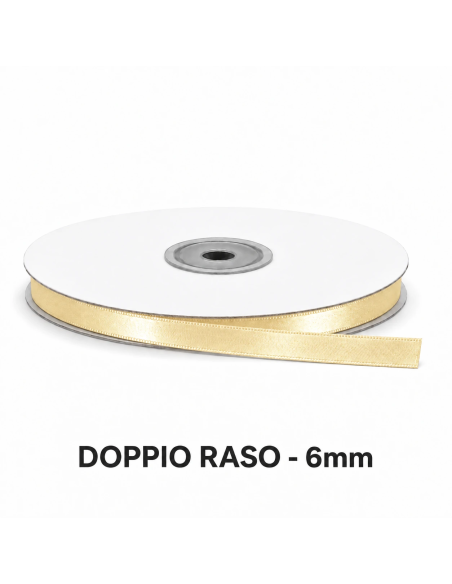 Nastro Doppio Raso 6 mm x 50 m - Avorio - vista bobina