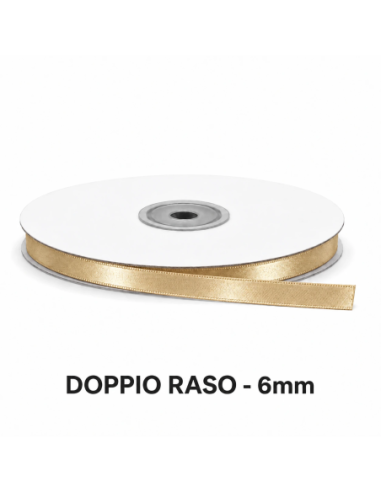 Nastro Doppio Raso 6 mm x 50 m - Nocciola - vista bobina
