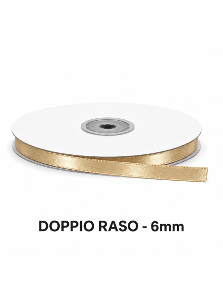 Nastro Doppio Raso 6 mm x 50 m - Nocciola - vista bobina