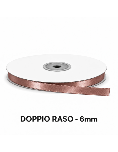 Nastro Doppio Raso 6 mm x 50 m - Marrone Scuro - vista bobina