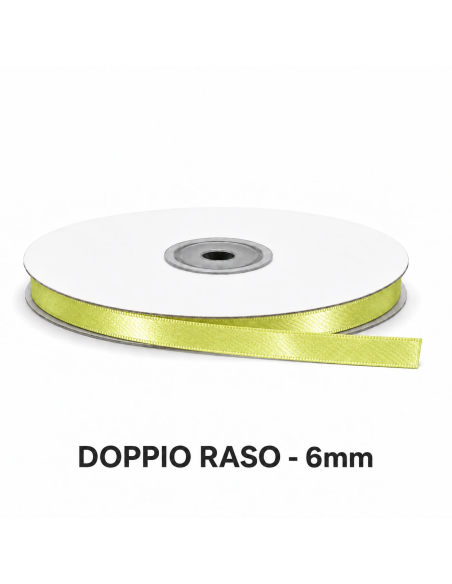 Nastro Doppio Raso 6 mm x 50 m - Giallo - vista bobina