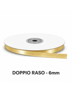 Nastro Doppio Raso 6 mm x 50 m - Crema Caldo - vista bobina