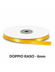 Nastro Doppio Raso 6 mm x 50 m - Giallo Intenso - vista bobina