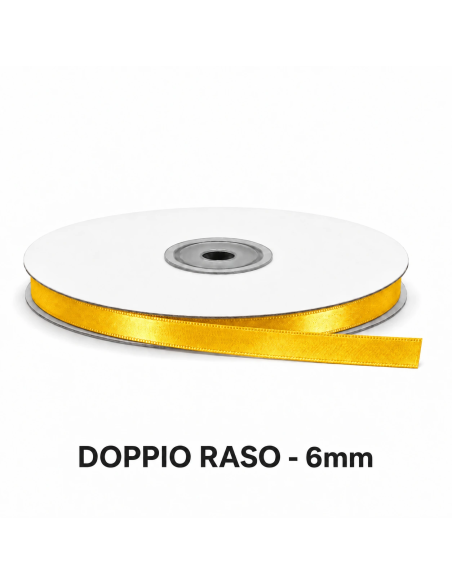 Nastro Doppio Raso 6 mm x 50 m - Giallo Intenso - vista bobina
