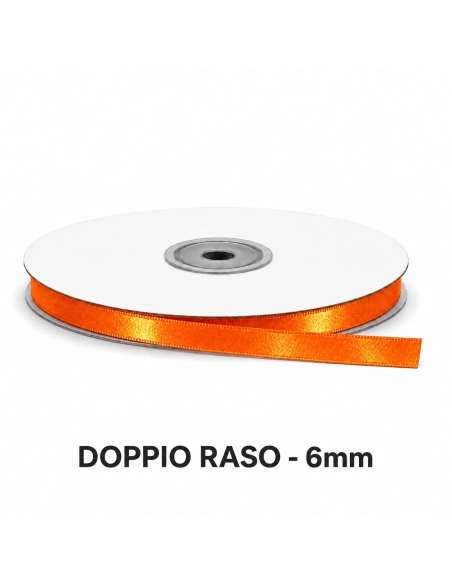 Nastro Doppio Raso 6 mm x 50 m - Arancio Caldo - vista bobina