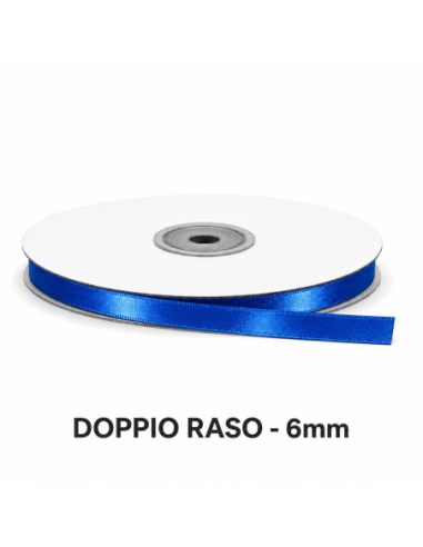 Nastro Doppio Raso 6 mm x 50 m - Blu - vista bobina