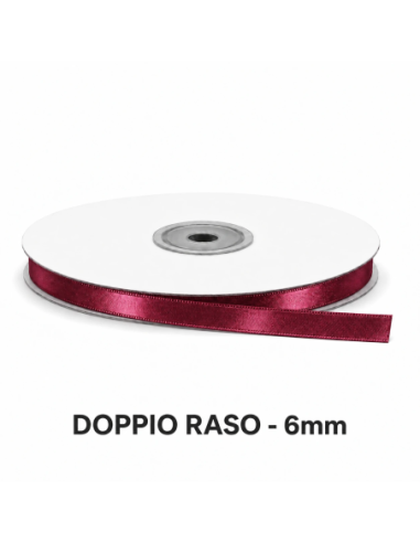 Nastro Doppio Raso 6 mm x 50 m - Bordeaux - vista bobina