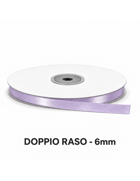 Nastro Doppio Raso 6 mm x 50 m - Lilla - vista bobina