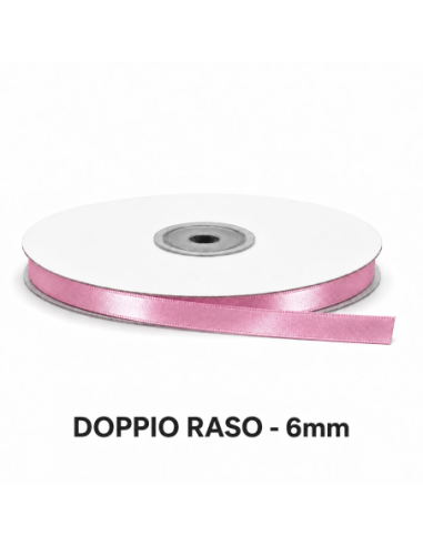 Nastro Doppio Raso 6 mm x 50 m - Fuxia - vista bobina