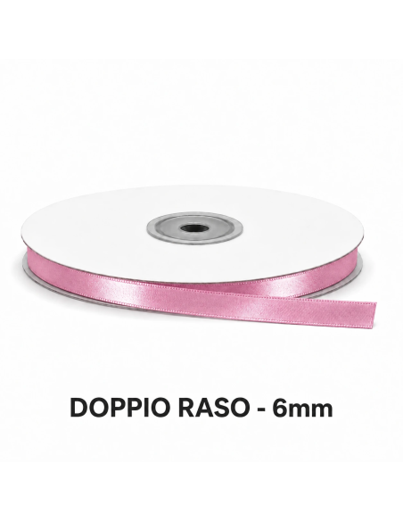 Nastro Doppio Raso 6 mm x 50 m - Fuxia - vista bobina