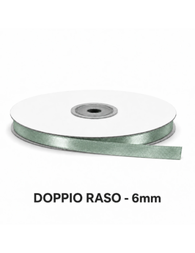 Nastro Doppio Raso 6 mm x 50 m - Argento - vista bobina